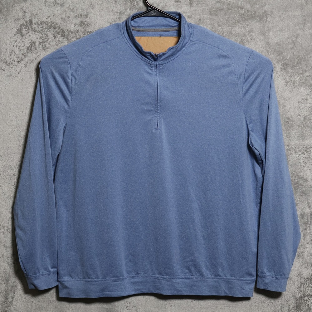 johnnie-O Sully Pullover Mens XL Laguna Blue Heathered 1/4 Zip Performance Golf
